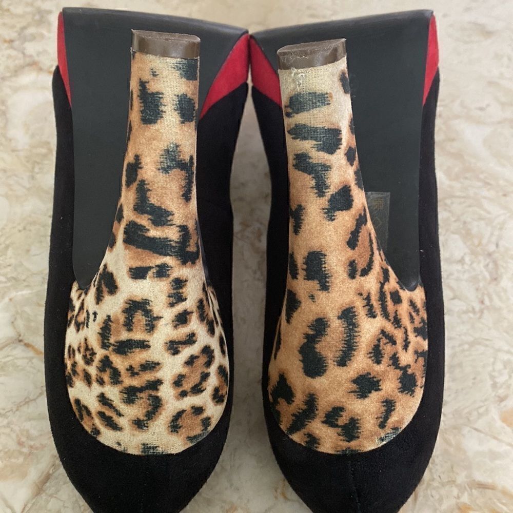Call It Spring Platform Heels Red Black & Leopard Print - Picture 10 of 15
